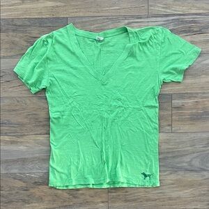 PINK Victoria's Secret Bright Green V-Neck Tee